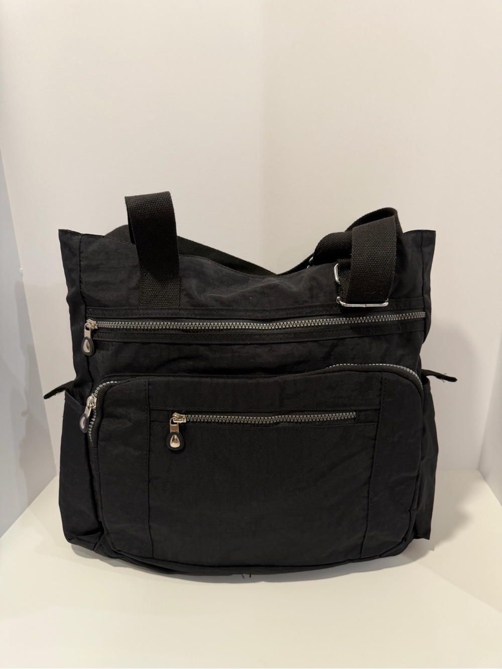 Black Utility Crossbody Tote Bag